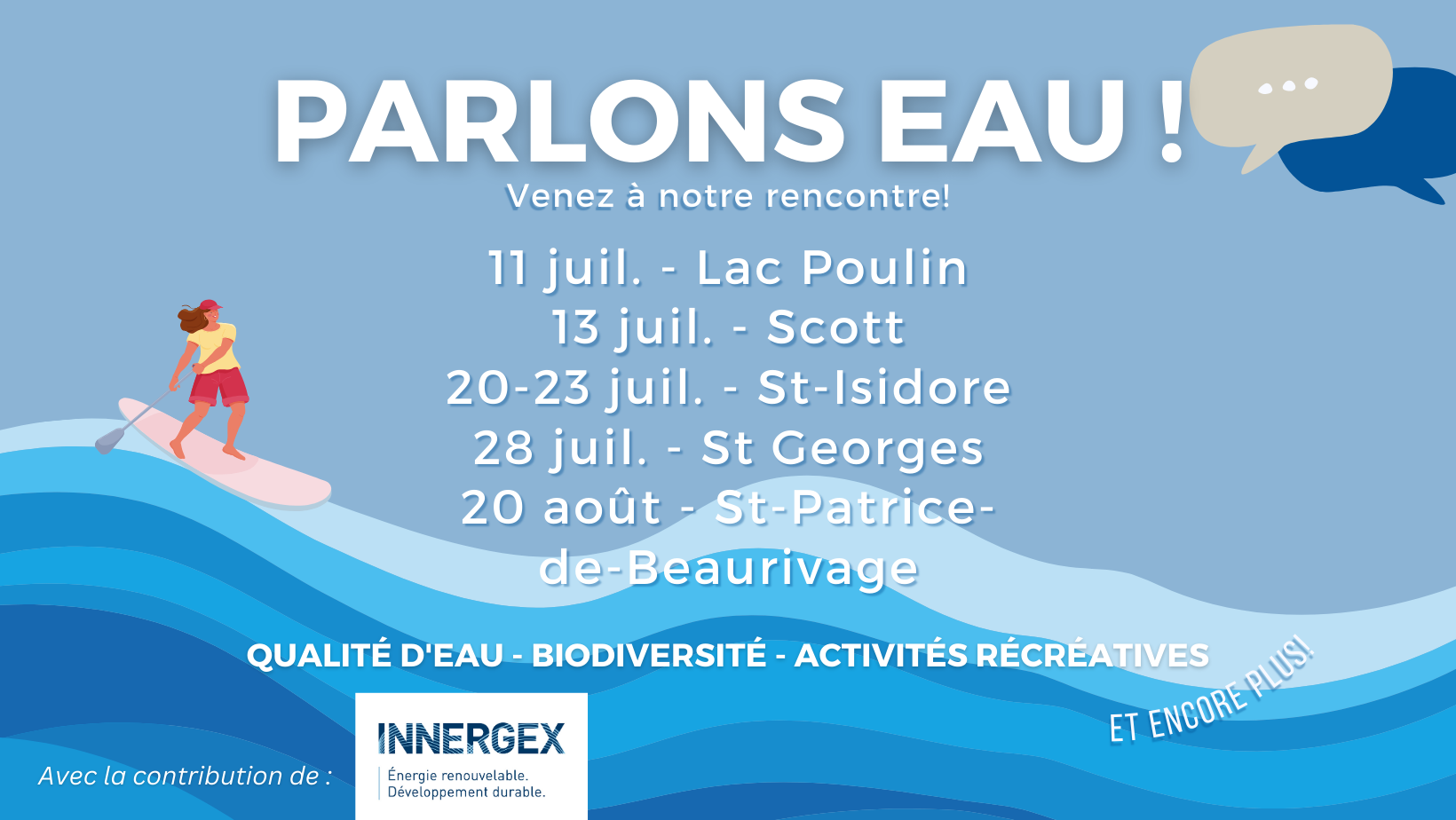 Visuel promotionnel annonçant les dates des activités "Parlons EAU".